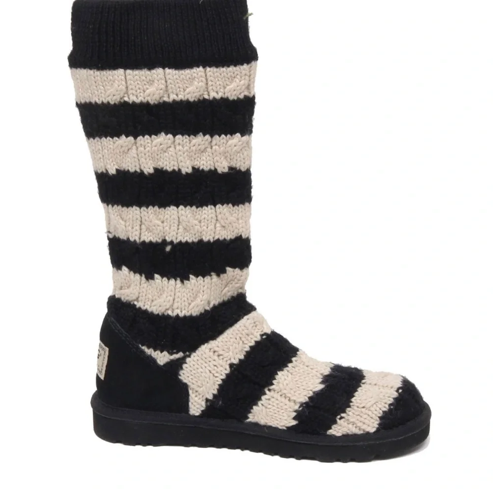 Ugg Cable Knit Rubber Sole High Boots